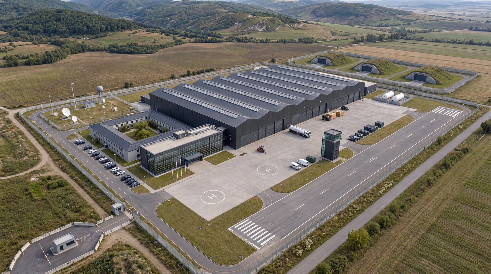 Aerial visualisation of the planned Arsenal campus in Bulgaria