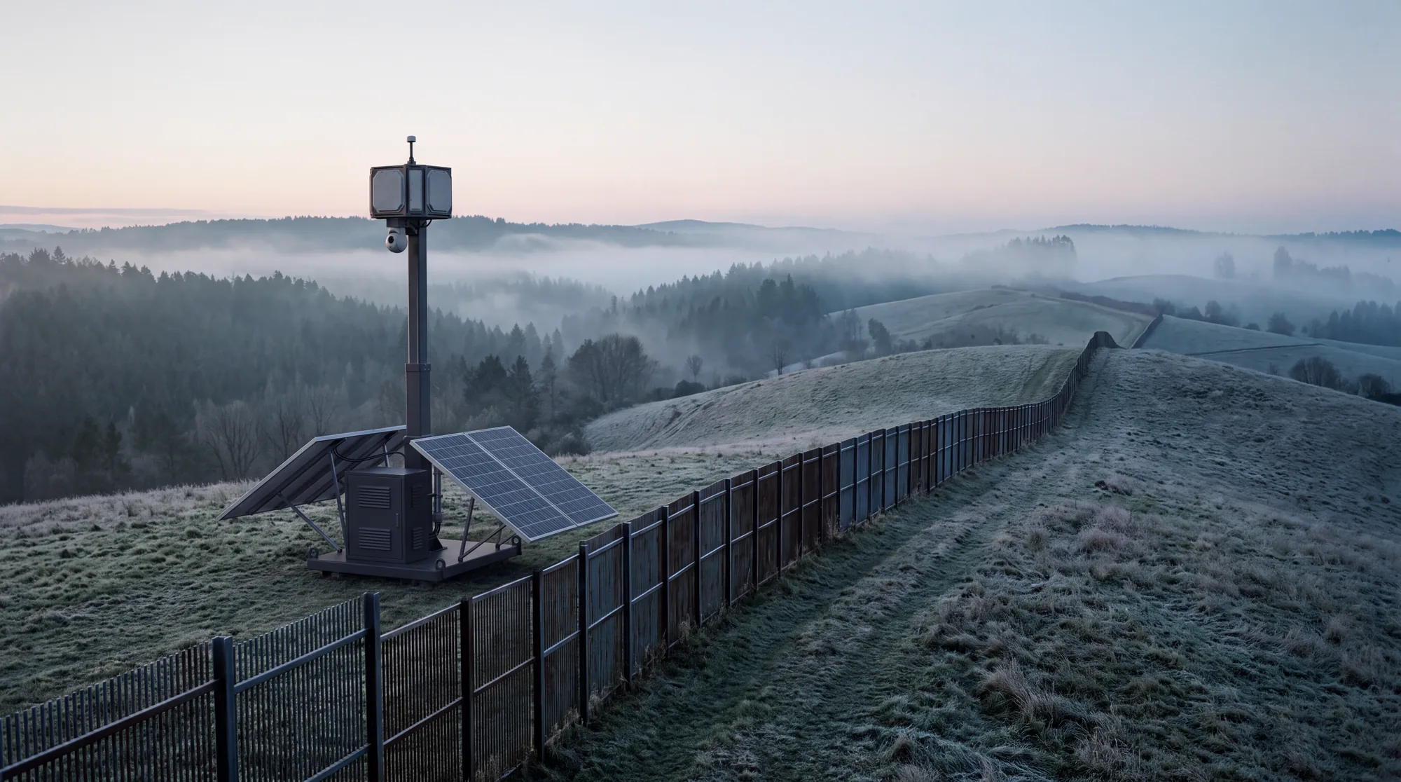 Headland on a ridge beside a border fence