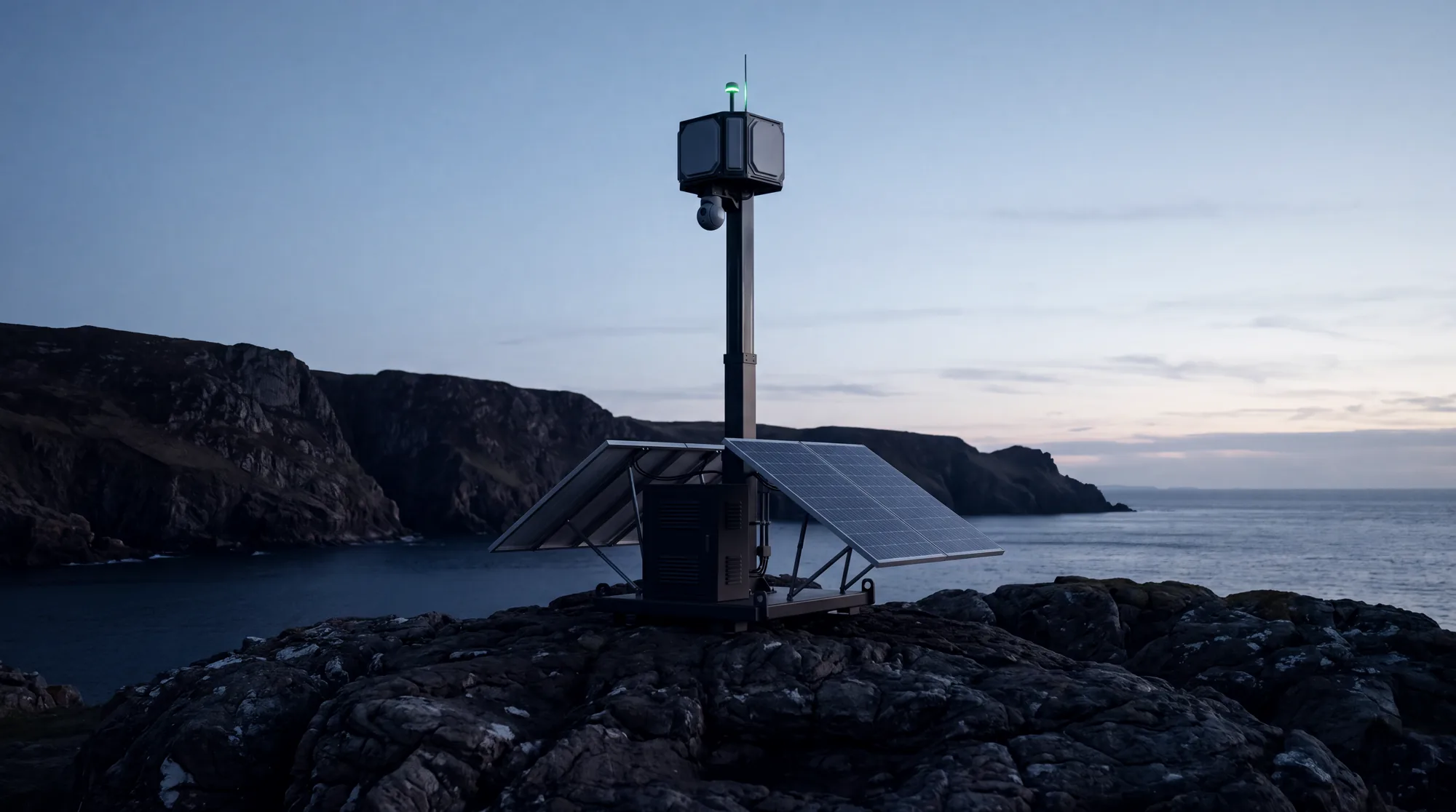 Headland on a coastal cliff at dusk