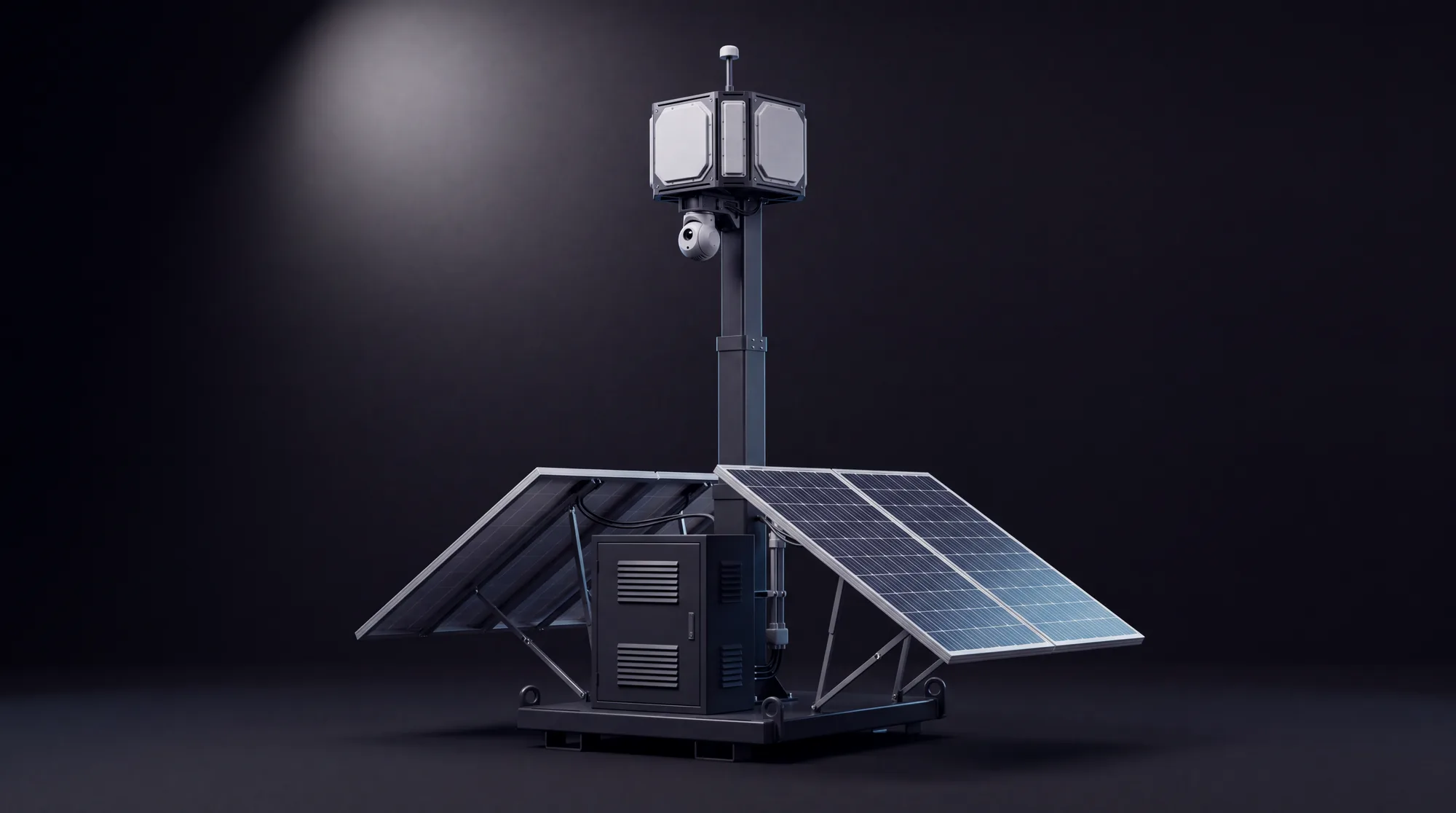 Headland on its skid with solar wings open