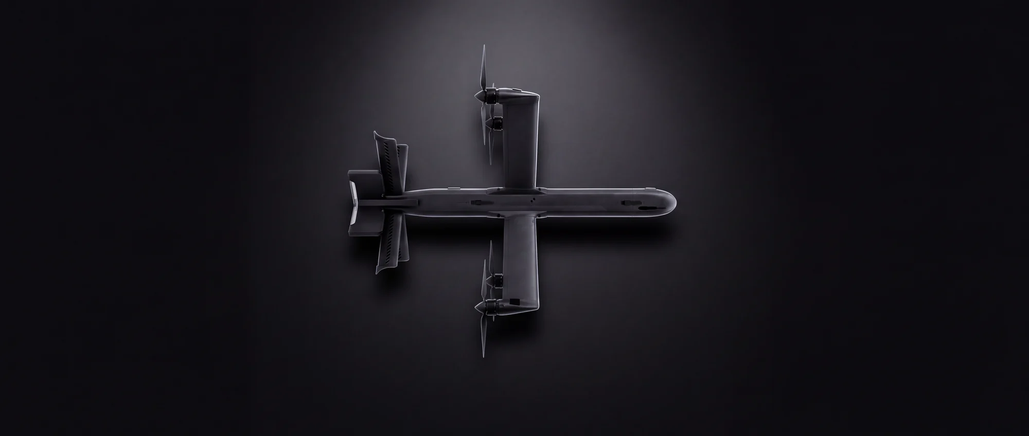 Vanguard seen from above in a dark studio, design render