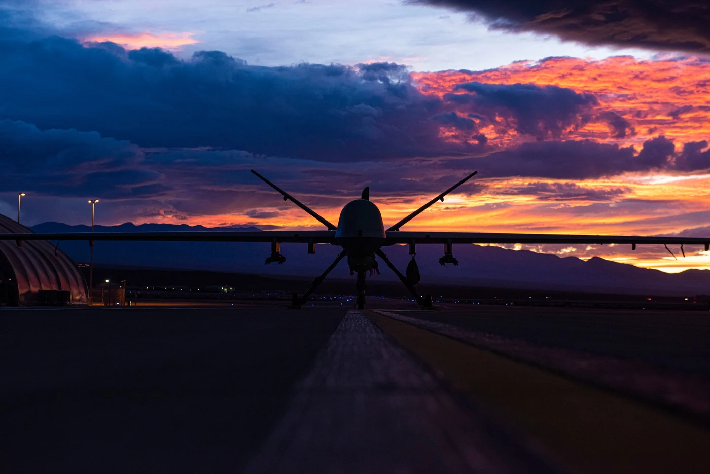 Unmanned aircraft at dusk