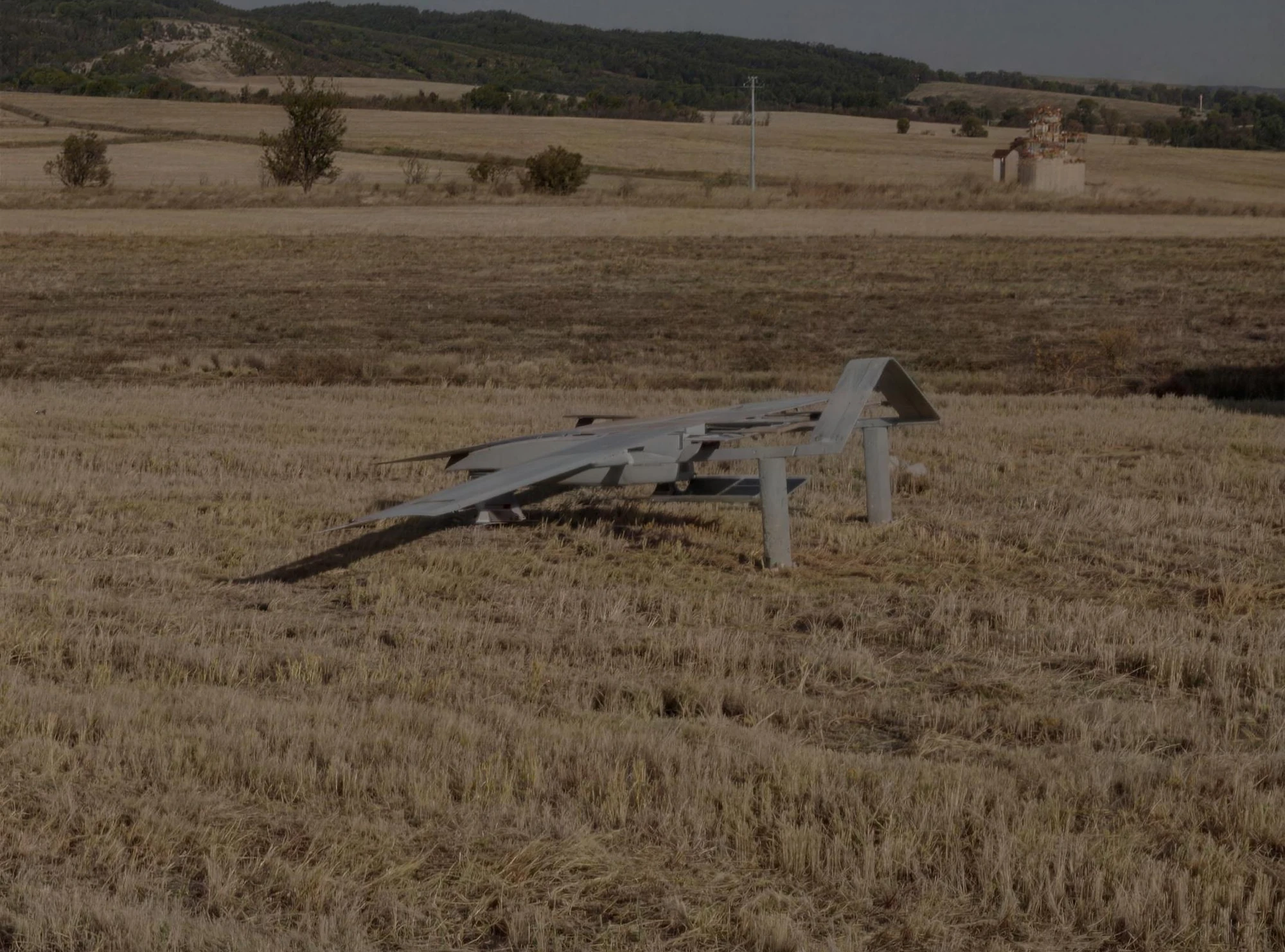 The Glacis prototype in a field at a test flight, photograph