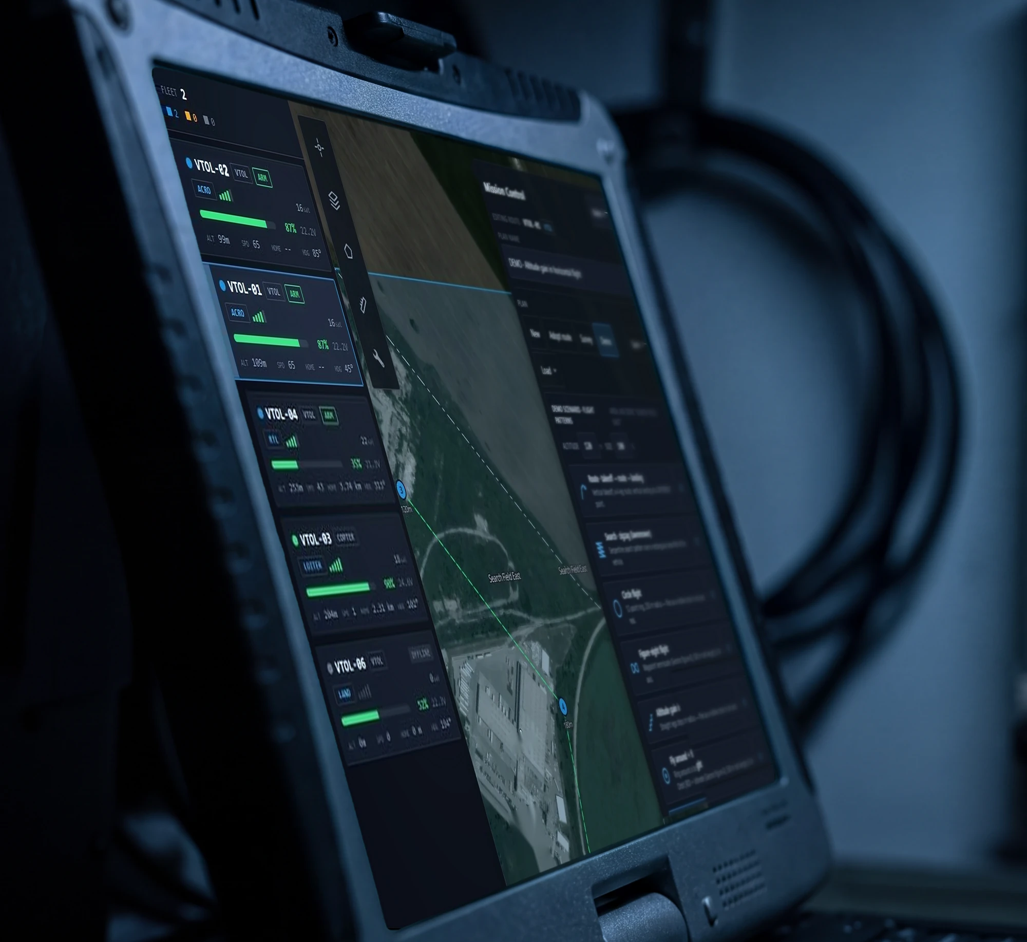 The Citadel interface: live map, aircraft telemetry and flight display, demonstration data