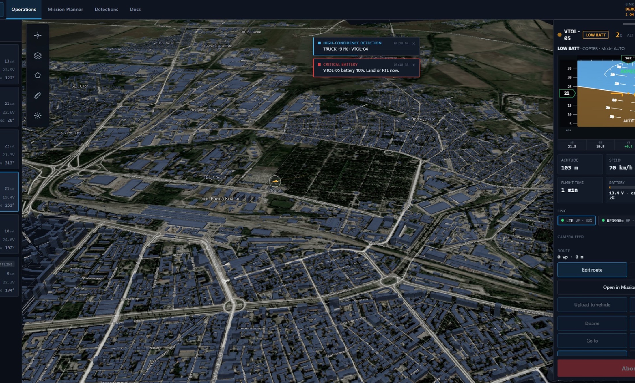 Citadel Command operations view: live map, tracks and aircraft status