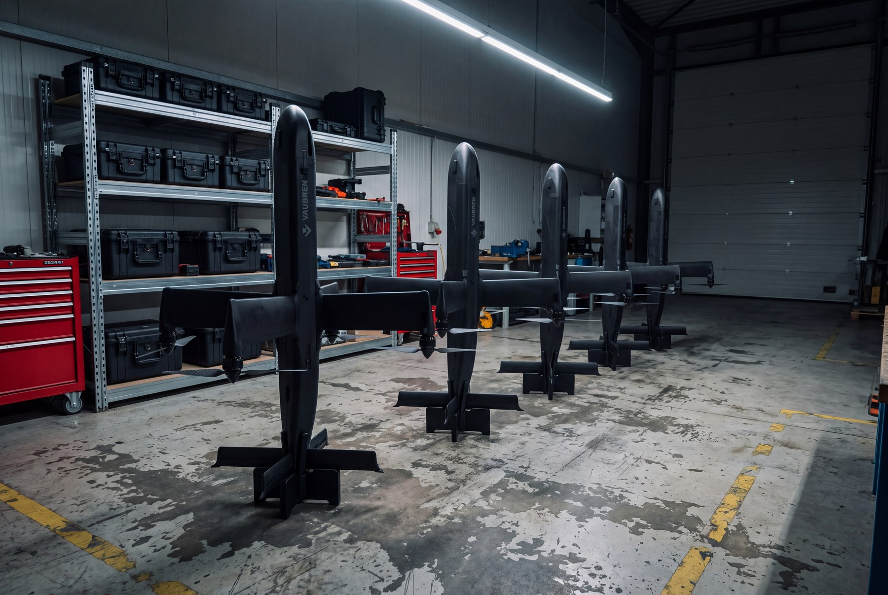 Vanguard interceptors standing in the integration hall